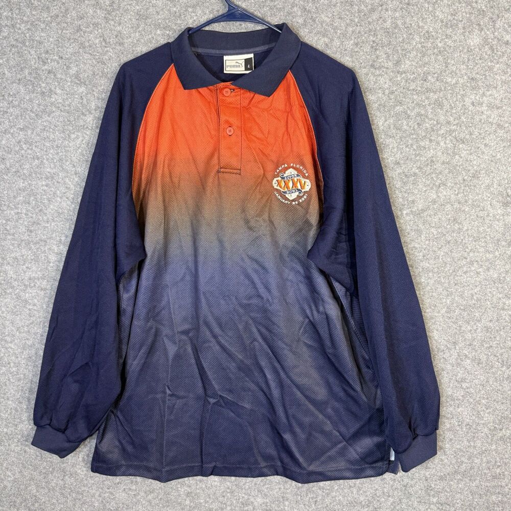 Puma NFL Super Bowl 2001 Navy Long Sleeve Polo‎ Size L